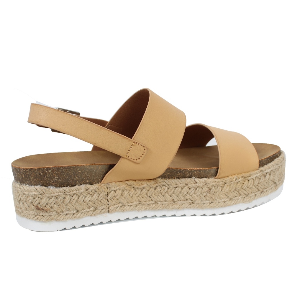 Nude Open Toe Espadrille Flatform Wedge - Picture 3 of 5